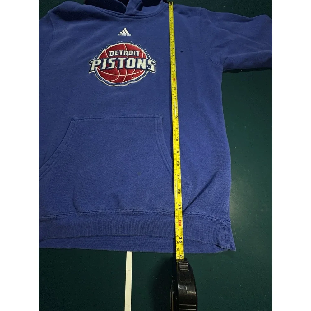Vintage Y2K Detroit‎ Pistons Adidas Hoodie Pullover Sweatshirt Men's Small Blue